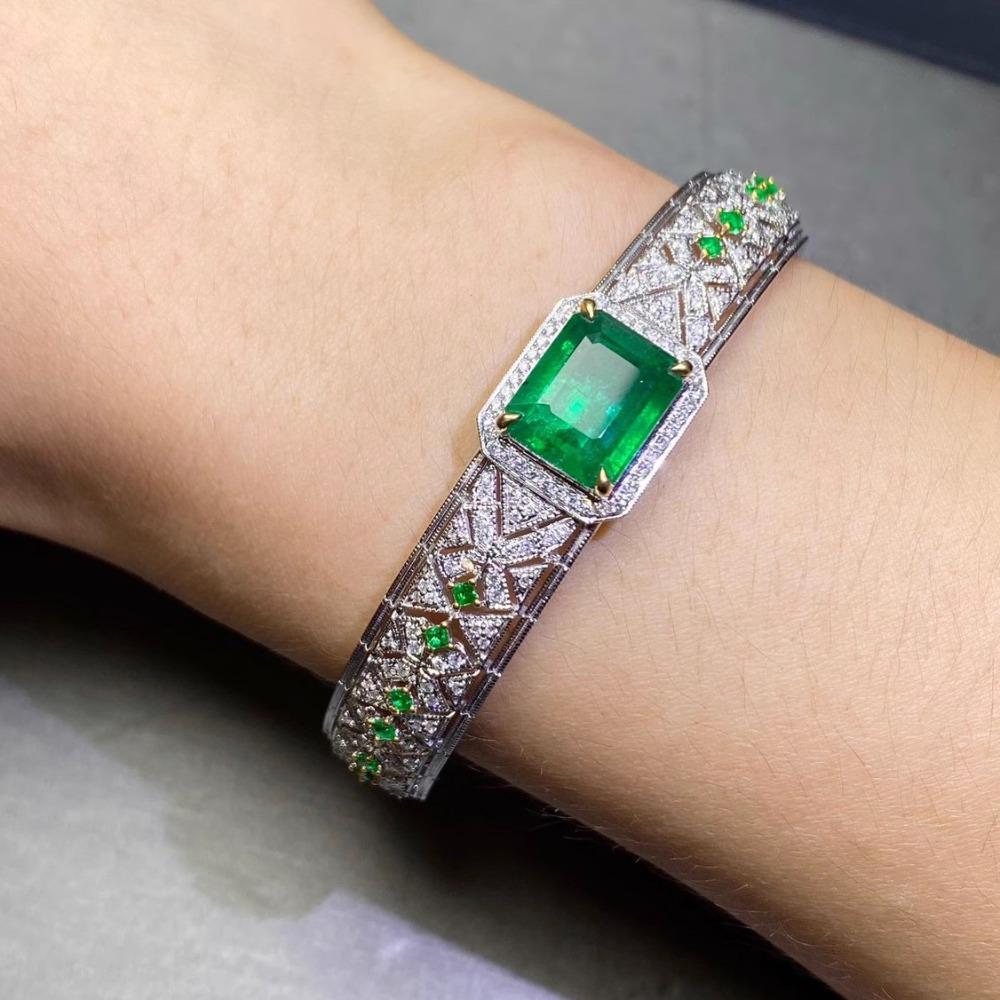 Luxury Emerald Bracelet for Women Double Tone Gold Plated with Micro Pave Diamonds Elegant Jewelry