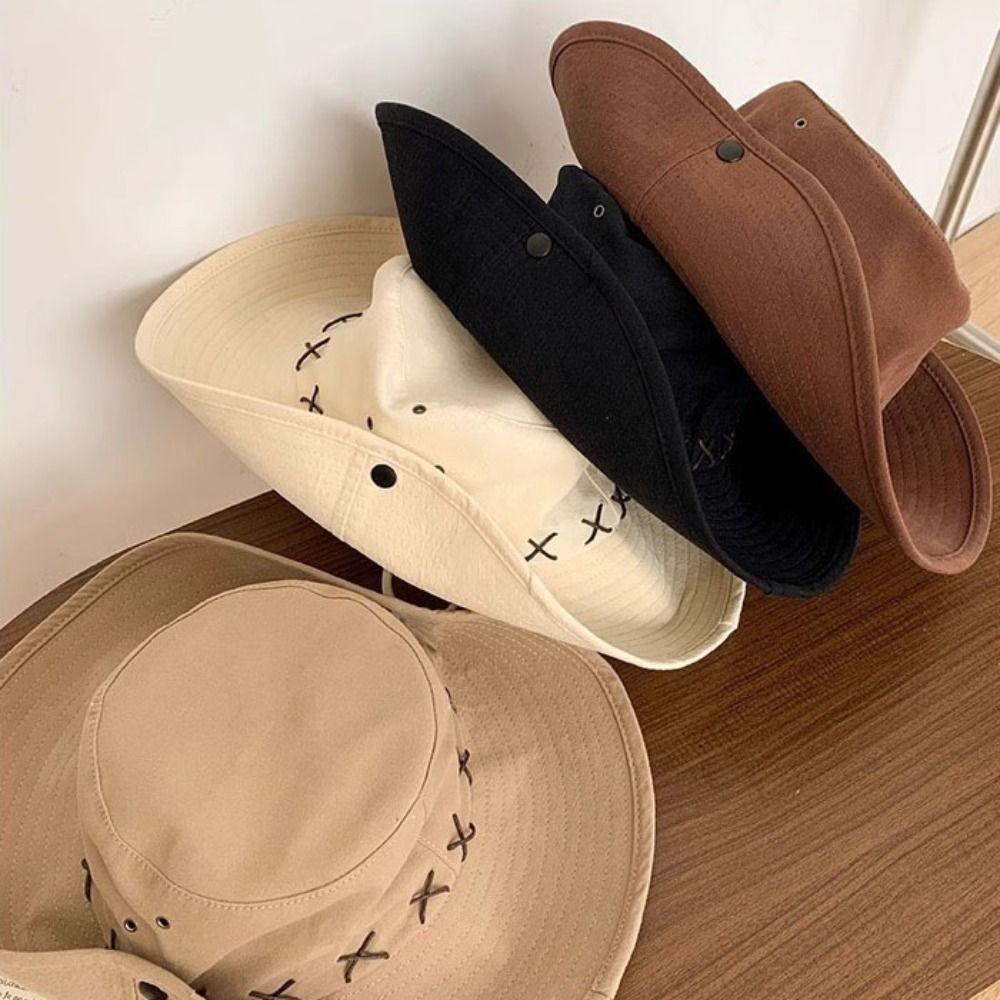 

Солнцезащитная шляпа ковбойши с большими полями, шляпа рыбака, модная шляпа от солнца для улицы