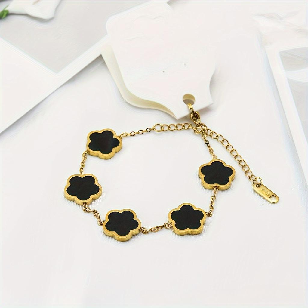 New Five-leaf Flower Bracelet Titanium Steel Does Not Fade High-end Bracelet Women's Light Luxury Ins Versatile Hand Jewelry