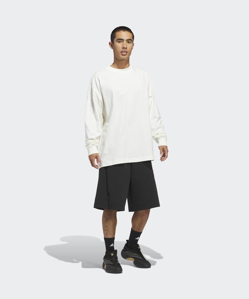 Adidas Basketball Long Sleeve Tee - White:Black / Kb7555