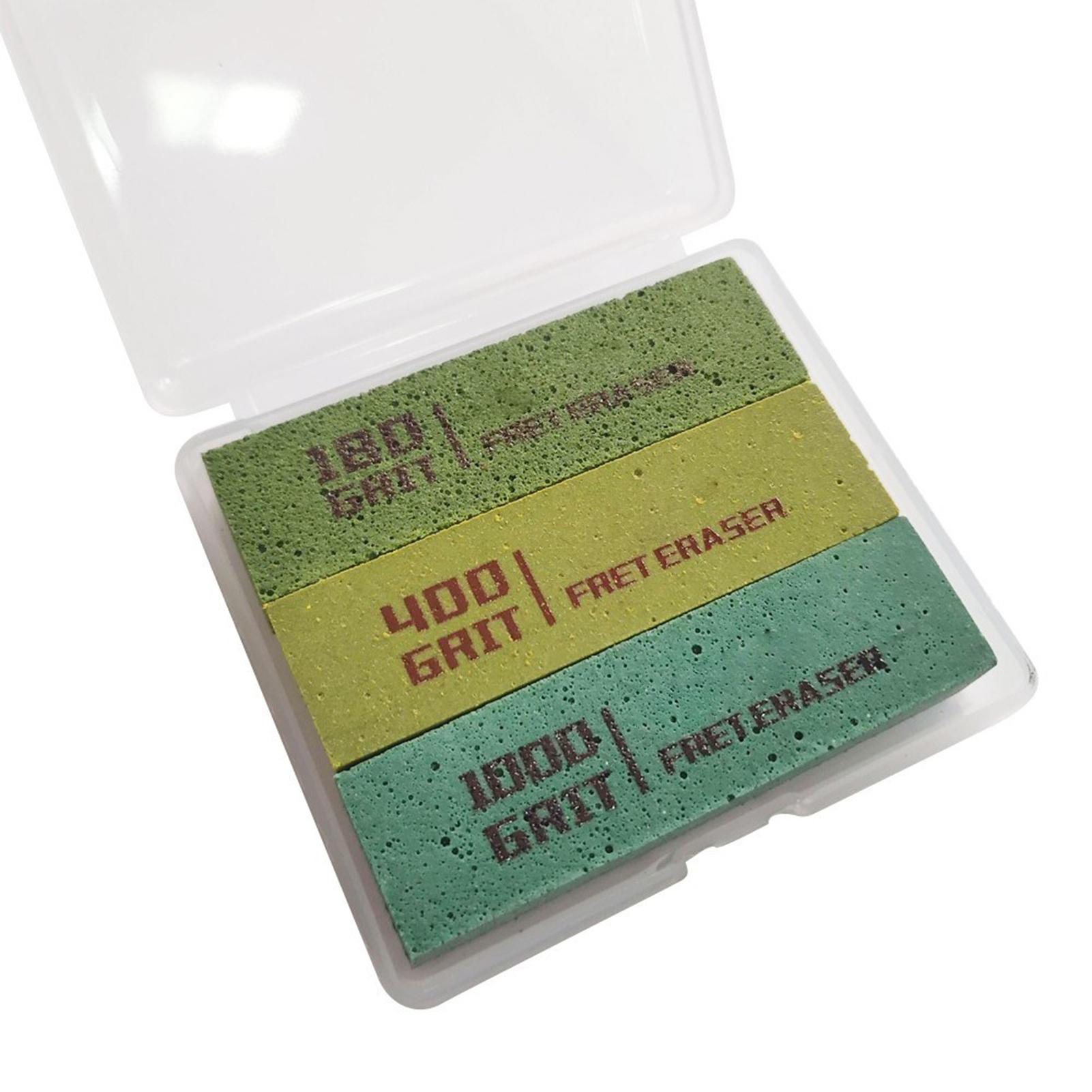 Guitar Fret Polishing Erasers Abraisive Rubber blocks for Polishing Fret Wire 180 Grit & 400 Grit &1000 Grit Set of multicolore