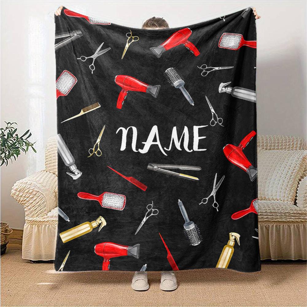 Hair Salon Tools Blanket With Customizable Name Four Seasons Comfortable Shawl Blanket Suitable For Home Travel Camping Office Decoration Perfect Gift