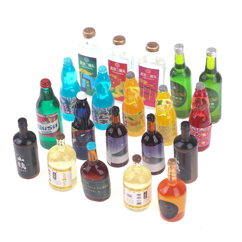 20Pcs 1:12 1:6 Dollhouse Miniature Drink Bottles Model Dolls Kitchen Accessories