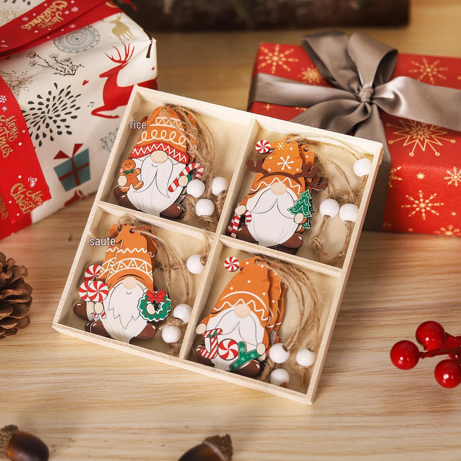 

Mingguan 12-Piece Gingerbread Couple Wooden Ornaments - Christmas Tree Decorations