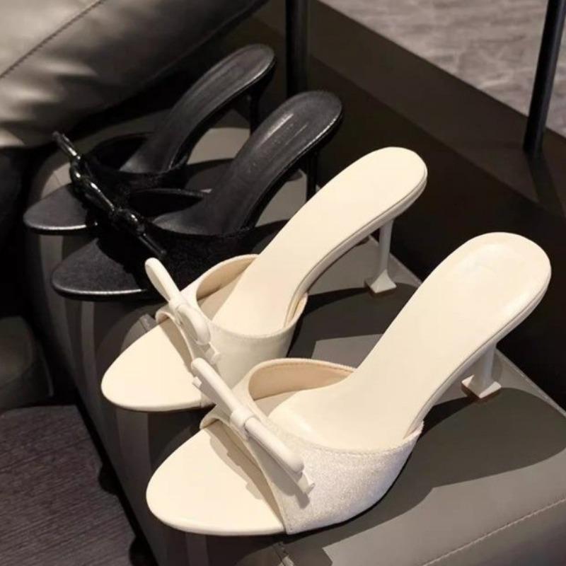 Fashion Summer New Sandals Women's Fashion Round Head Open Toe Butterfly Knot Anti-slip Wear-resistant High-heeled Slippers