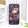 Retro Gothic Night Flower Skull Head Printed Phone Case for iPhone 17 16 12 11 14 Plus 13 14 15 Pro Max Mini X Floral Soft Cover