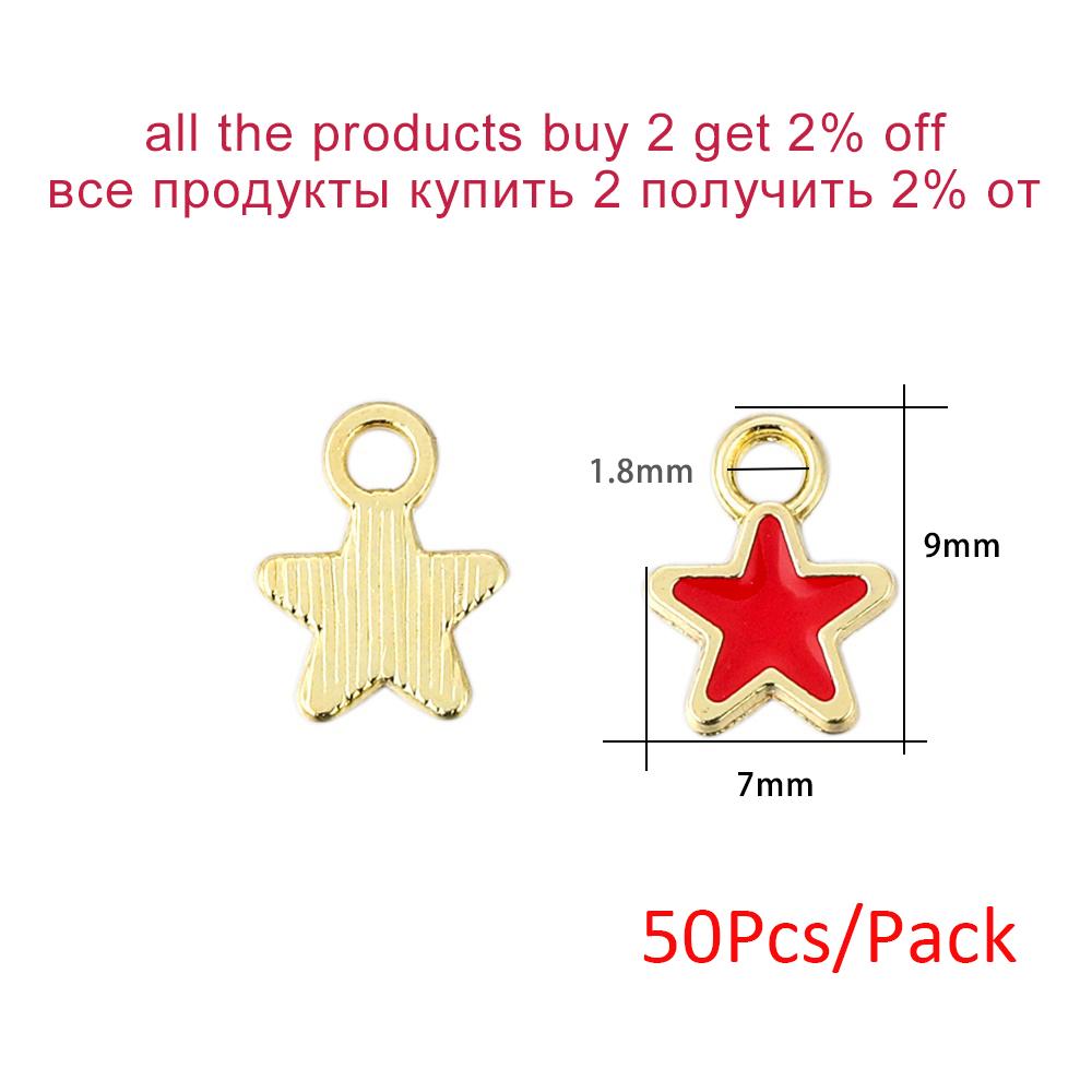 50Pcs/lot Fashion Metal Chic Mini Stars Gifts for Girl Pendant Charms Women For DIY Earrings Necklaces Jewelry Making Findings