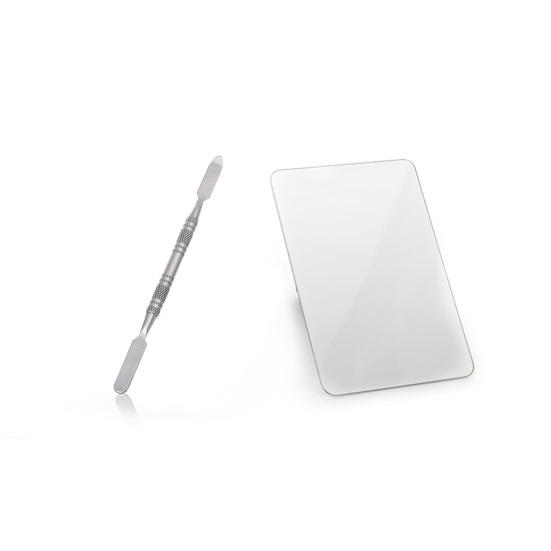 Paleta de maquillaje multifuncional para mezclar, paleta de pintura de acero inoxidable para bricolaje, juego de espátula y varilla mezcladora para belleza