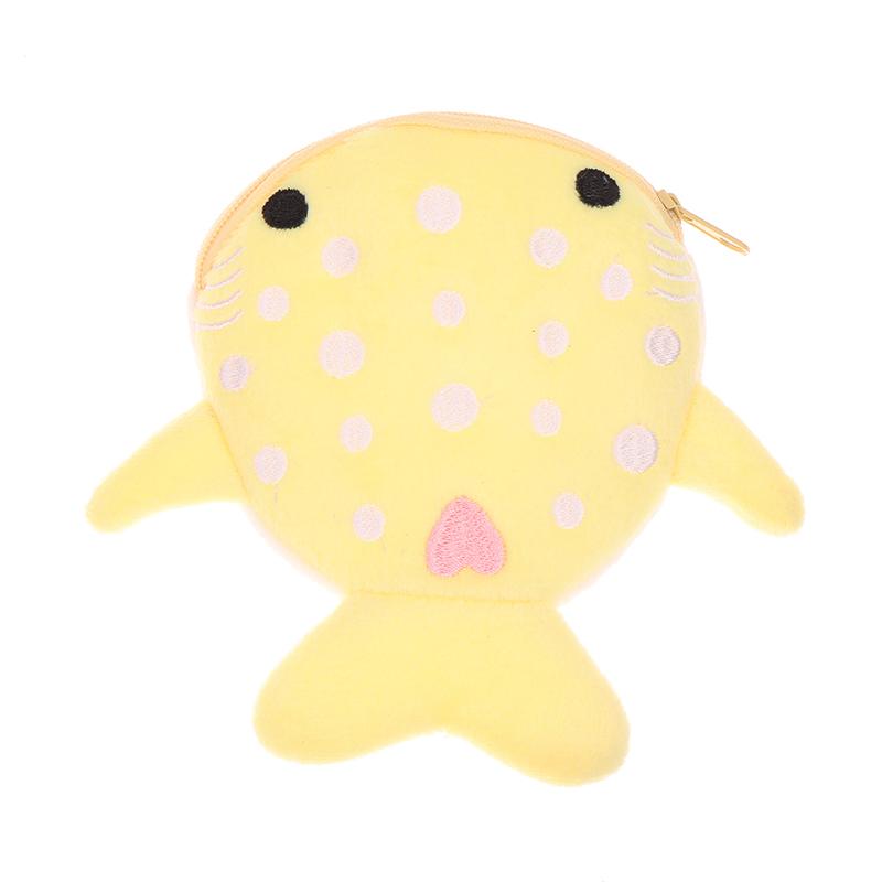 Плюшевый кошелек-акула Мультяшный милый кошелек на молнии Плюшевый трехмерный кошелек Сумка для наушников Кошелек Держатель для ключей yellow