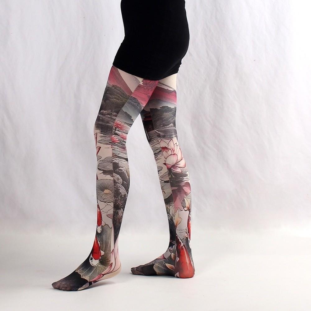 Seamless Retro Printed Tights Stretch Floral Printed Stockings Sexy Women Hosiery  Female