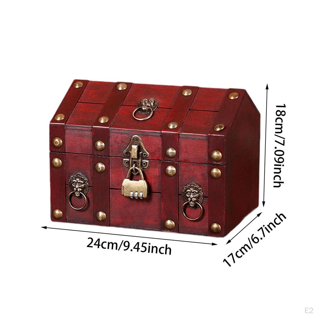 Caja del Tesoro con Cerradura - Almacenamiento de Joyería de Madera Hecho a Mano