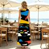 Summer Abstract Art Sleeveless Maxi Dress Loose Fit Soft Comfy Casual Dress for Daily Commute,Home & Vacation,Versatile Fashion