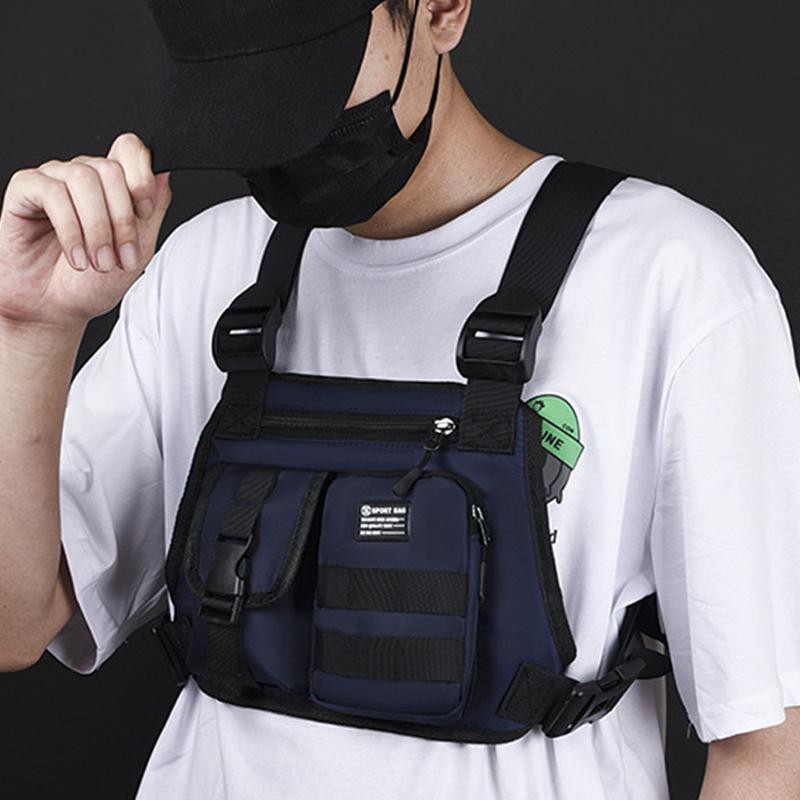 Casual Oxford Cloth Chest Bag Large Capacity Multi Pocket Men Vest Bag Waterproof Mountaineering Bag Outdoor Sports Bag