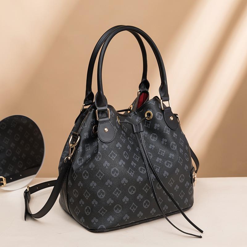 Bag women's spring new large-capacity women's bag fashion drawstring bucket bag printed portable shoulder messenger bag