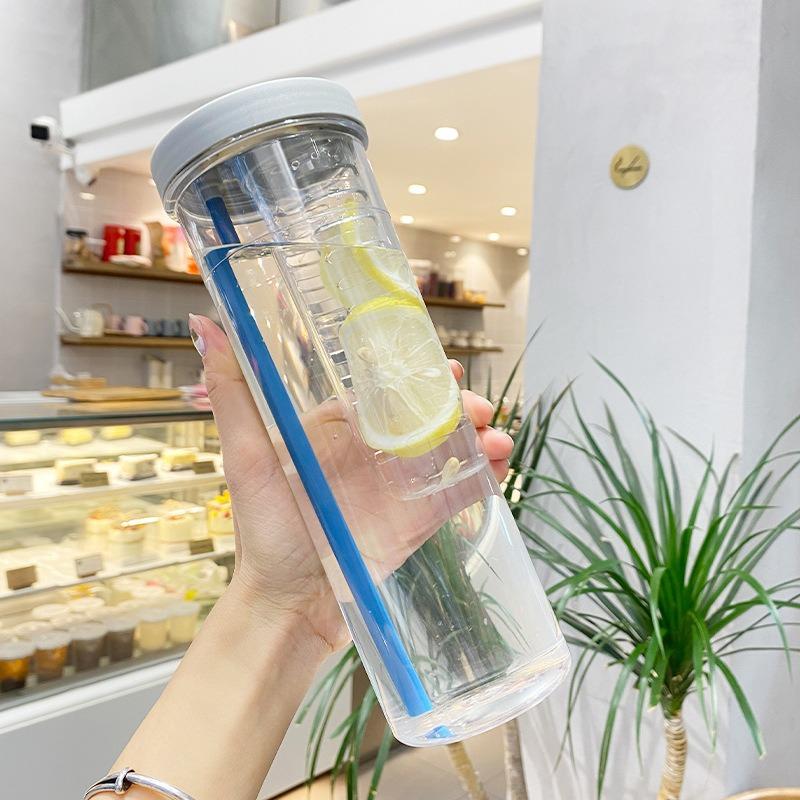 Roomy Lightweight to Carry Straw Cup See Through Non-leaking Water Cup with Filter Charming Drink Bottle for Boys and Girls