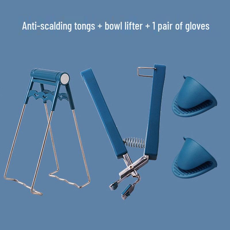 Stainless Steel Anti-scalding Gripper Set: Non-slip Tray Holder & Bowl Clip