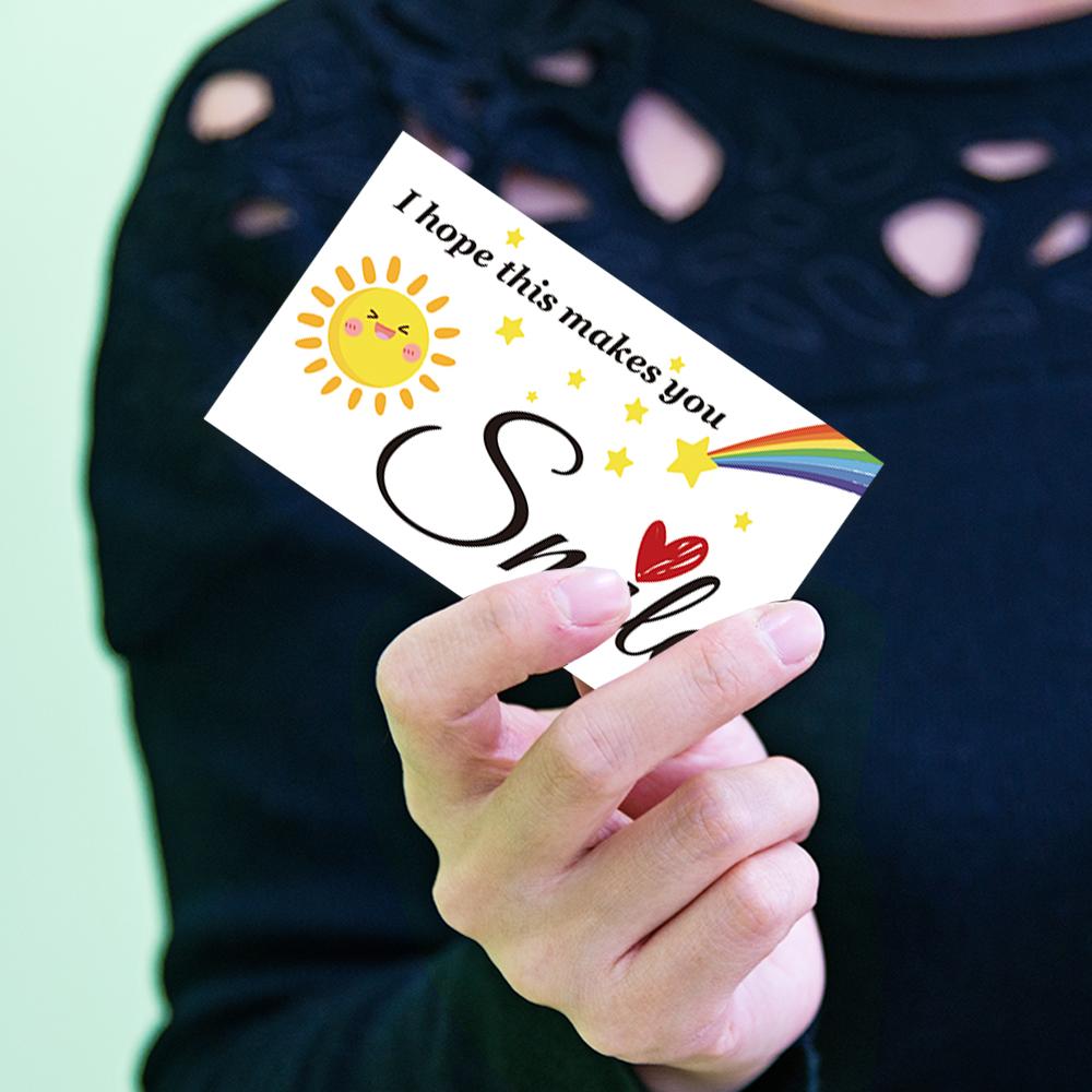 50 Pieces, Rainbow Thank You Cards, Smile Cards, Comfort Cards, ‘Hope This Makes You Smile’ Gift Wrap Cards