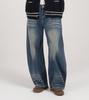 Beoteunseoul Double Catbrush Washed Wide Balloon Fit Denim (Blue)