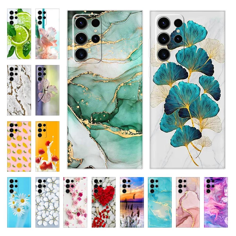 Case For Samsung Galaxy S24 Ultra Cute Heart Flower Cover Soft Silicone Case Protective Funda For Samsung S24 S24+ S 24 Plus Bag