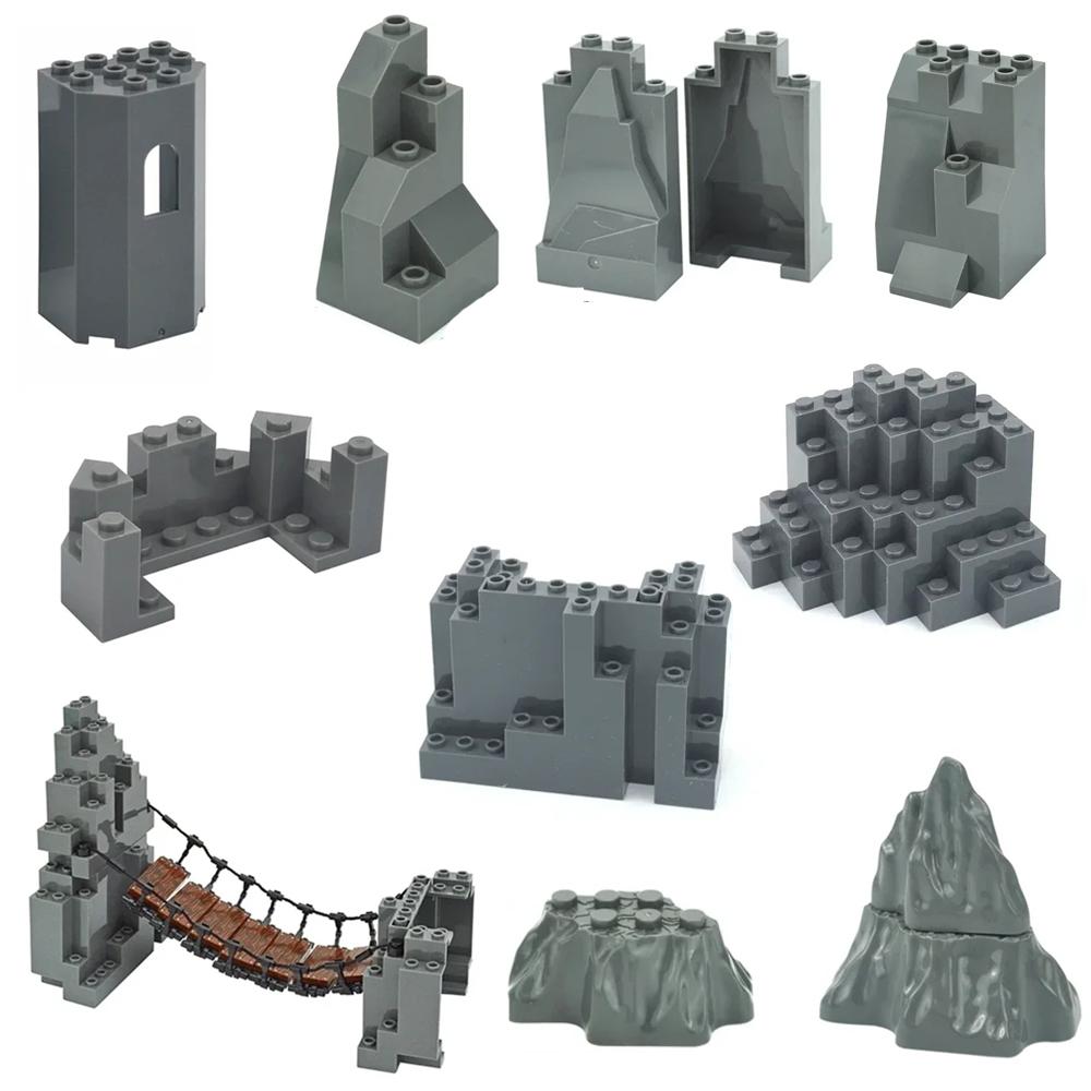 MOC Building Blocks Construction Rock Panel 6082 6083 23996 47847 Rockery Garden Mountains Hill Stone Creative City Bricks Toys