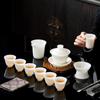 Icy Jade Mutton Fat Jade Porcelain Tea Set, Portable High Temp Resistant Kung Fu Set for Business & Home