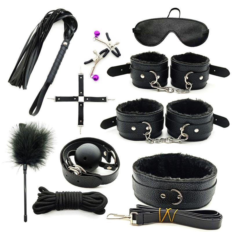 Sex Toy Kit Bondage Restraints Set Adult Toys Sex Games Erotic Toys Anal Plug Handcuffs Whip Gag Bdsm Kits Sex Toys for Couples