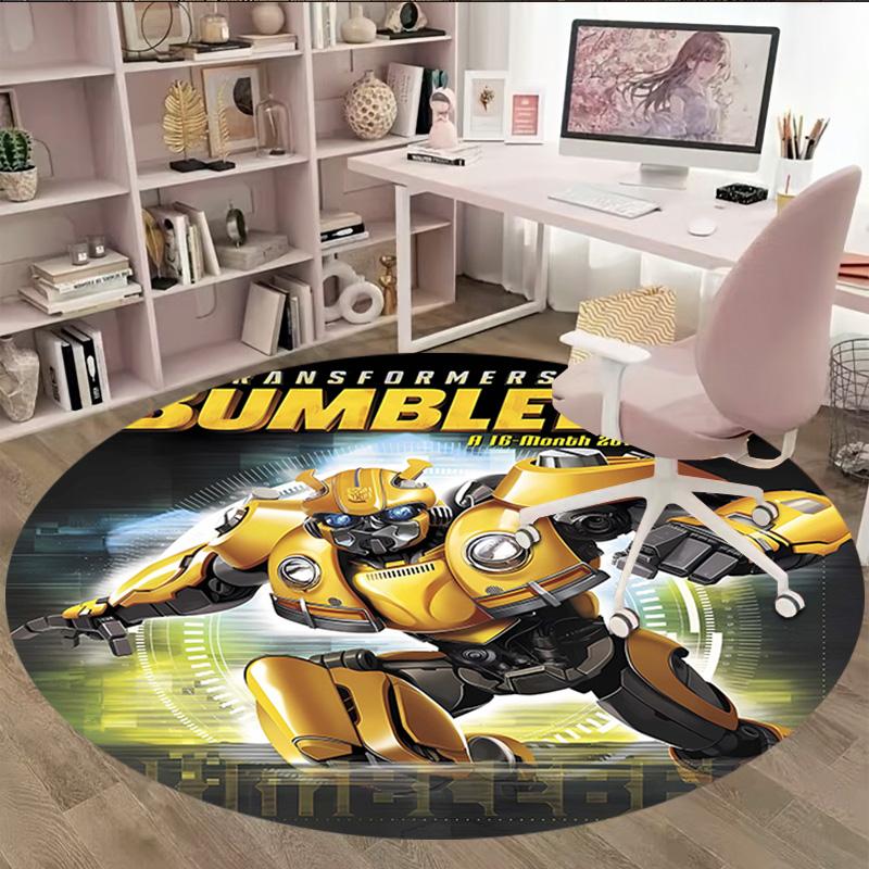 1pc Bumblebee2 Print Round Carpet Chair Round Carpet Suitable for Bedroom Living Room Home Decorative Carpet