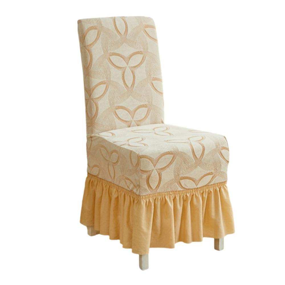 Full Wrap Dinning Chair Protective Case Elastic Chair Skirt Jacquard Skirted Chair Cover  Hotel бежевый