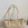 Foldable Hollow Out Weave Bag Large Capacity Beach Handbag Trendy Leather Woven Tote Bag  Girls