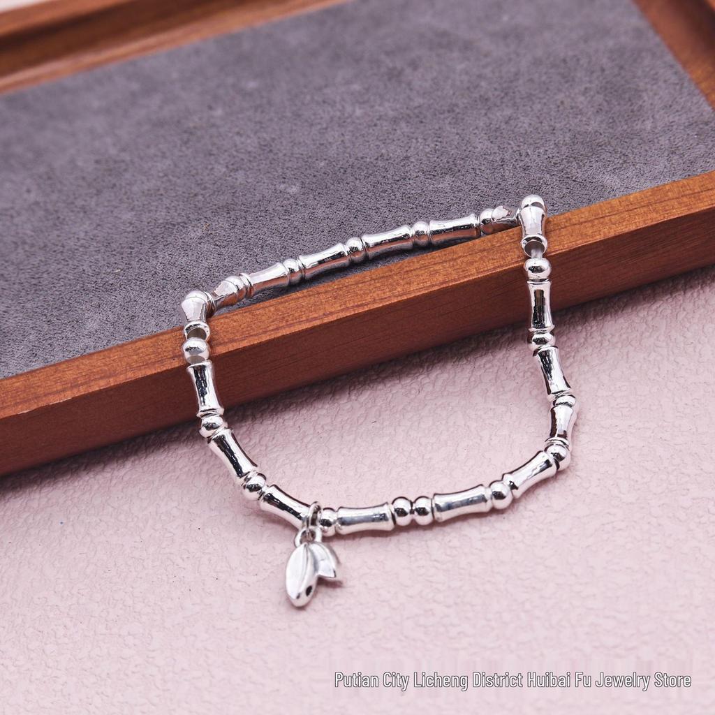 999 Sterling Silver Bamboo Joint Bracelet - Essential Niche Design for Little Fairies