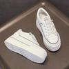 Womens Casual Sneakers Inserted Height Platform Shoes Lace-up Ladies Vulcanized Shoes Leather Breathable Women Shoes Comfortable