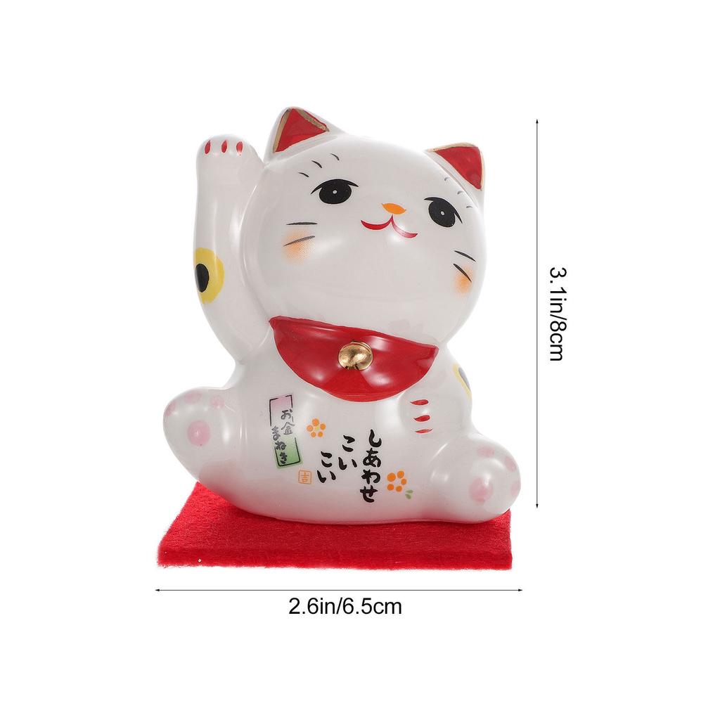 1Pcs Cat Ornament Ceramic Desktop Decor Creative Lucky Cat Adornment for Home Office Photo Prop Stylish