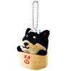[LamPlanning] [Series-12] Traveling Mameshiba Keychain Mascot Ball Chain Bag Charm Cute Fluffy Shiba Inu Mameshiba Soothing (Hot Spring Bucket Black)