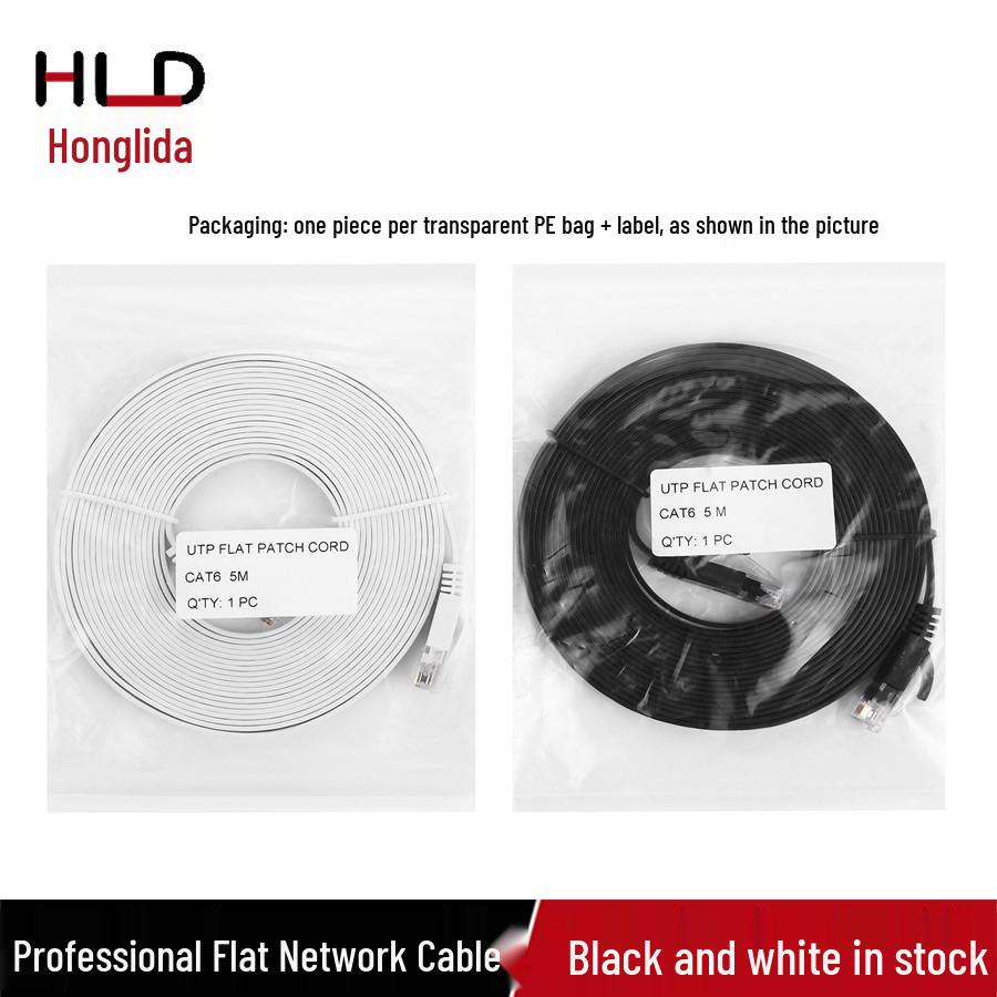 CAT6 Flat Network Cable, 0.5m Gigabit Ultra-Thin Patch Cord with Oxygen-Free Copper