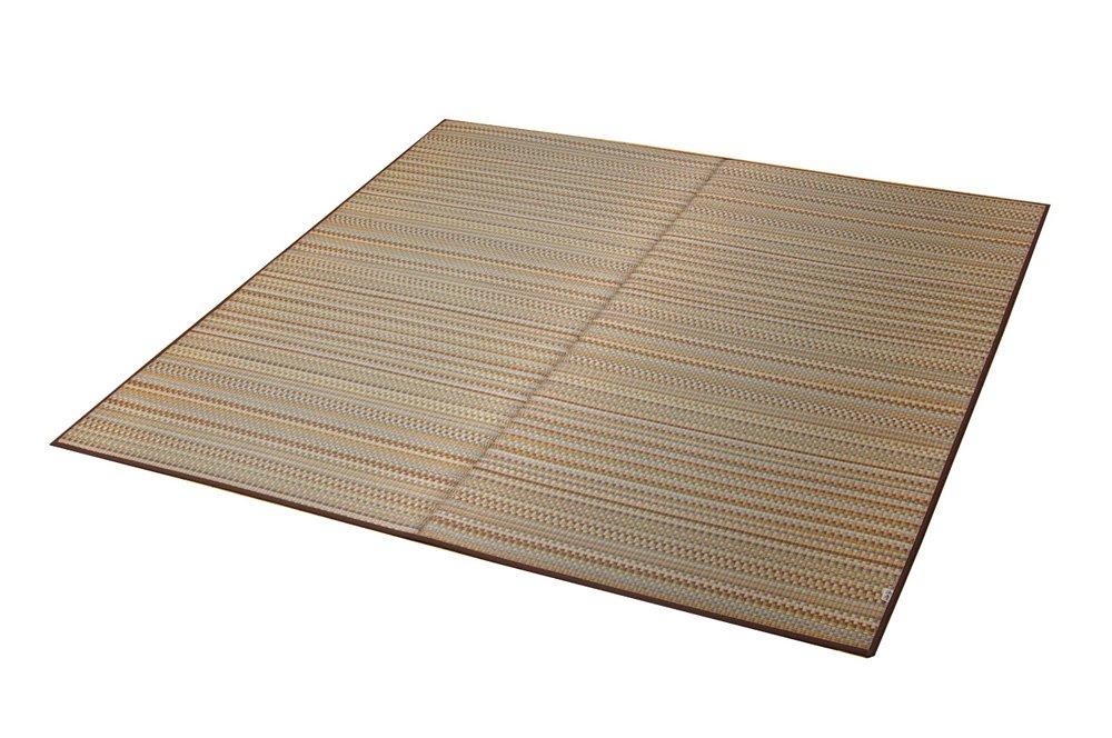 IKEHIKO "F Varias" Japanese-Made Igusa Rug, Brown, Approx. 191 x 191 cm (Urethane Backing)