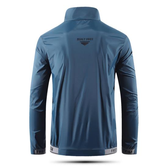 Men Outdoor Jacket Stand Collar Zip Placket Breathable Pocket Ultrathin Sportswear Anti-UV Plus Size Camping Sun Protection Clothing Men Clothes