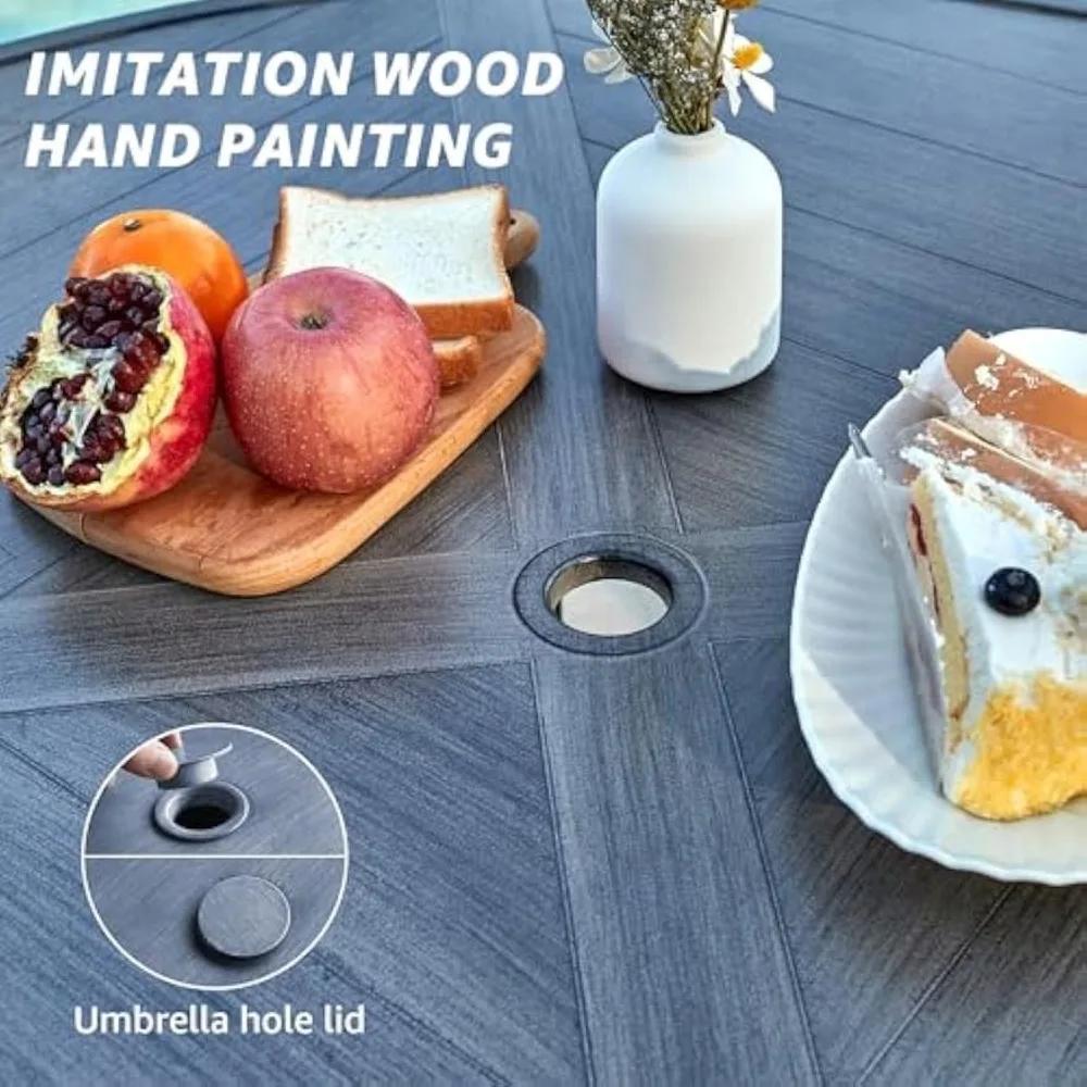 EXPRESSIONS 5-Piece Outdoor Patio Dining Set, 4pcs Patio Swivel Rocking Chairs and 38’’ Round Table with 1.65’’ Umbrella Hole