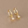 Simple Multicolor Stone Gold Color Matel Small Dangle Earring For Women Sweet Round Pendant Stainless Steel Fashion Jewelry Gift