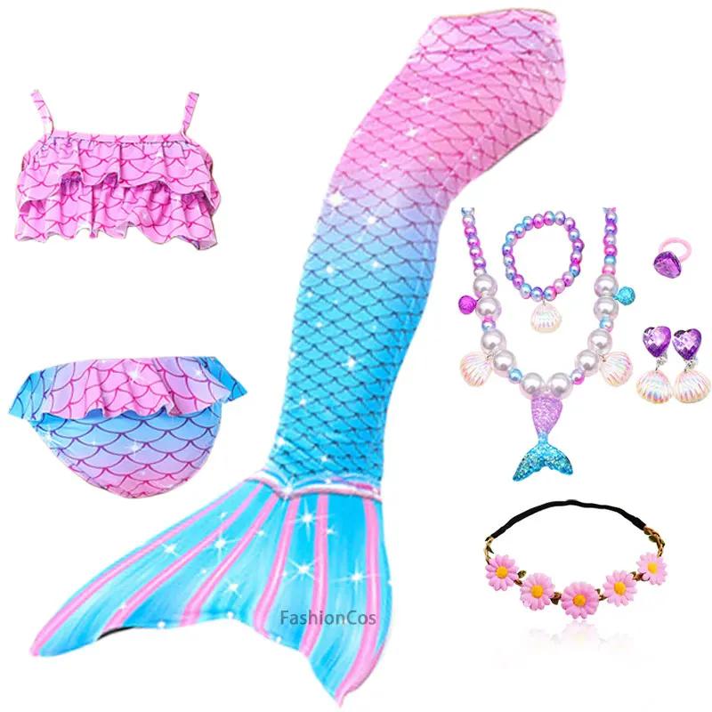 Plavecký ocas mořské panny Dívčí Halloweenský kostým Cosplay Plavky Fantasy Plážové bikiny Lze přidat Monoploutev Fin Dárky k narozeninové oslavě