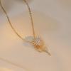 plated ins style flower pendant necklace temperament light luxury niche design sense.