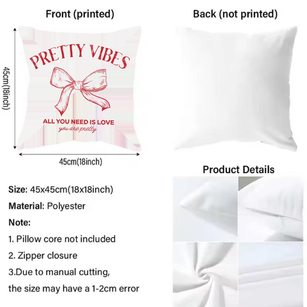 Korean trendy bow Cushion Cover Reversible Plush Pillow Cover – For car, sofa, bedroom, perfect as a gift.