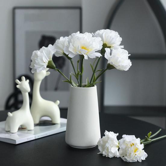 6Pcs Faux Silk Flower Material Artificial Carnation Flower Realistic No Watering Anti-fade Fake Flower DIY Gift Mother Day Adult Sex Wear