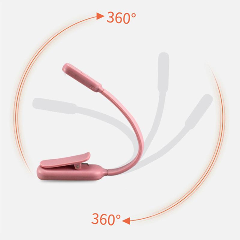 Portable Mini LED Book Night 3 Light Color Adjustable Brightness Clip-On Study Reading Lamp For Travel Bedroom Reading