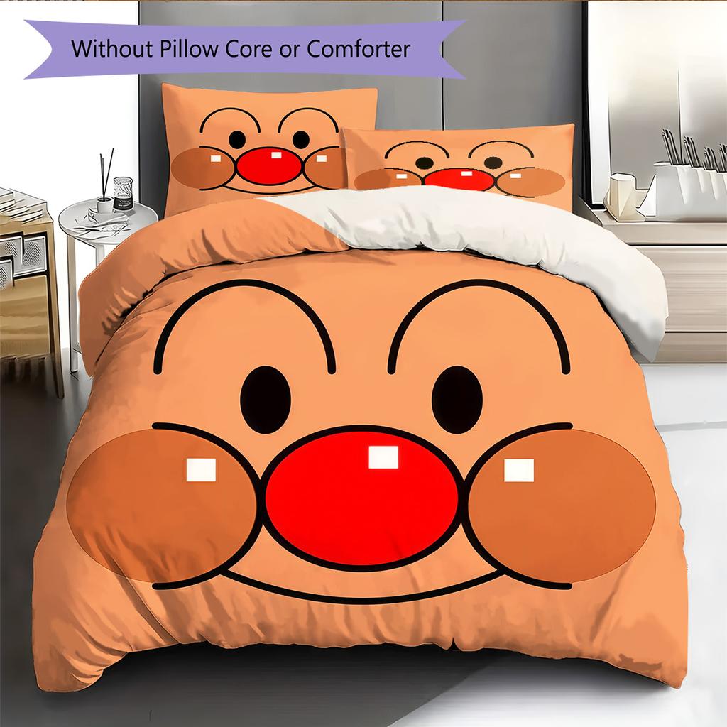 Anpanman Pattern Bedding Quilt Set  Home Decoration  Gift (1 * duvet cover + 2 * pillowcase  without core)