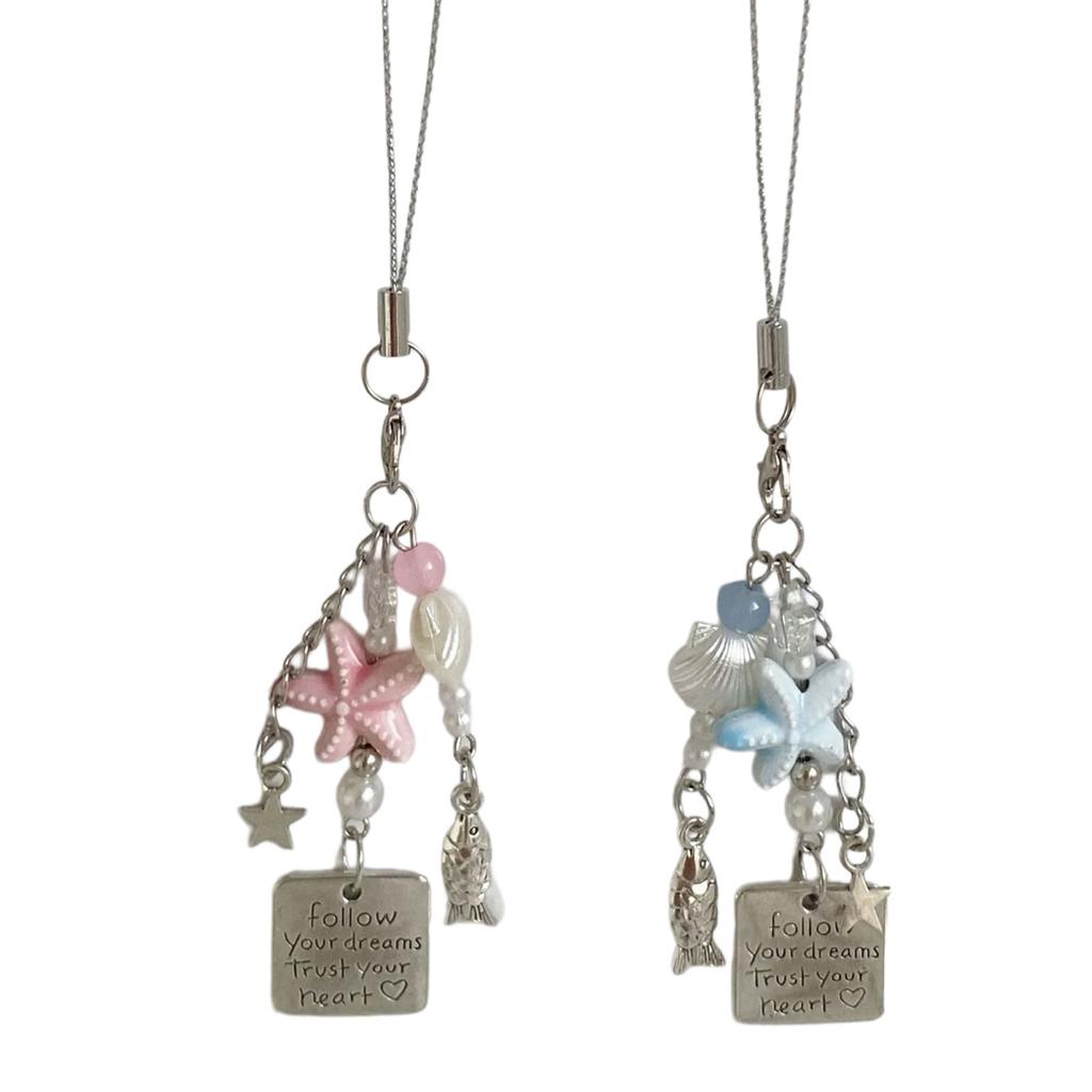 Stylish Beaded Fish Phone Chain Multifuntional Beads Accessory Keyring Decors Phone Strap for Fashion Enthusiasts