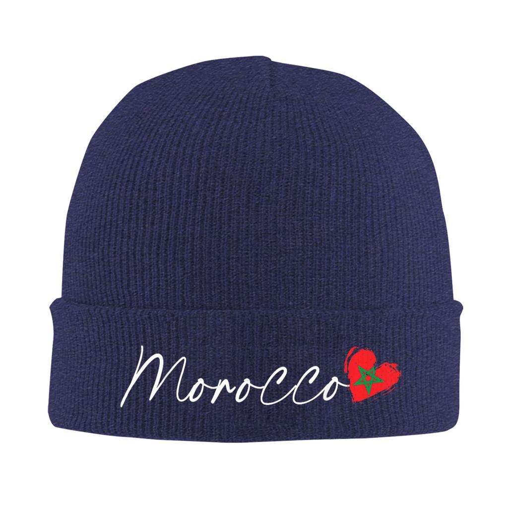 Morocco Flag Moroccan Knitted Caps for Women Unisex Beanies Winter Hat Crochet Cap