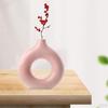 Ceramic Vase Nordic Round Hollow Circular Donuts Floral Flower Pot for Desktop Bedroom Living Room