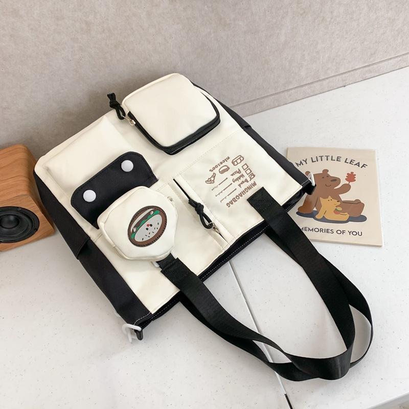 High Value Shoulder Bag Female Cute Food Tote Big Bag Primary and Secondary School Students Class Books Hand Bag