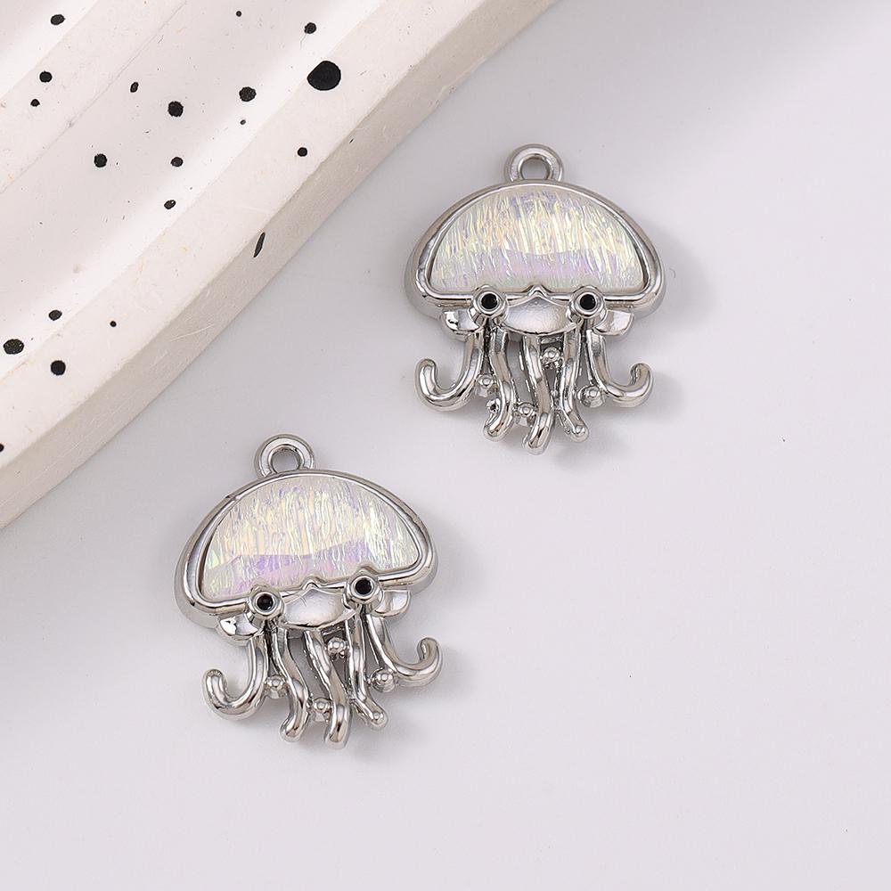 5pcs Cute Crystal Jellyfish Pendant Charms for Jewelry Making Necklace Earrings Bracelet DIY Handmade Accessories