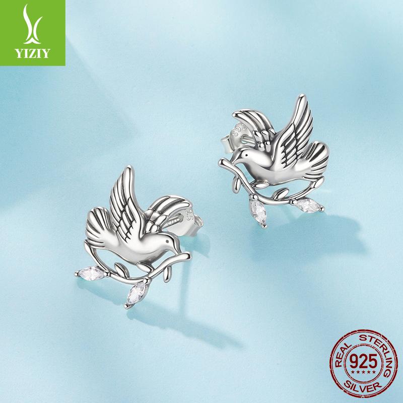 

Серьги-пусеты из стерлингового серебра 925 пробы в виде голубя мира, символизирующие мир и спокойствие, креативные серьги-пусеты надежды 925 silver